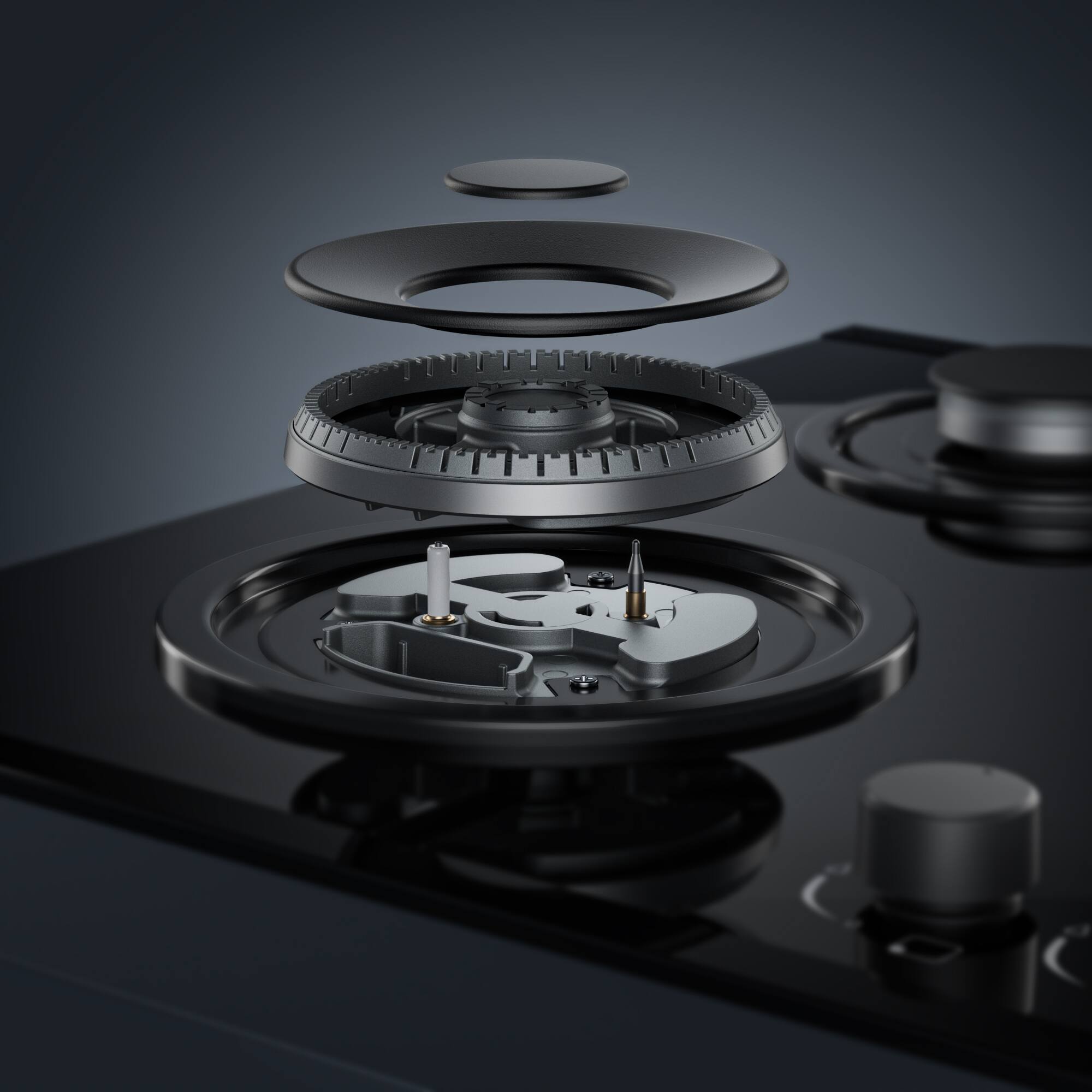 Angle. Empava - 24 in. 4 Burners Recessed Gas on Glass Cooktop - Black.
