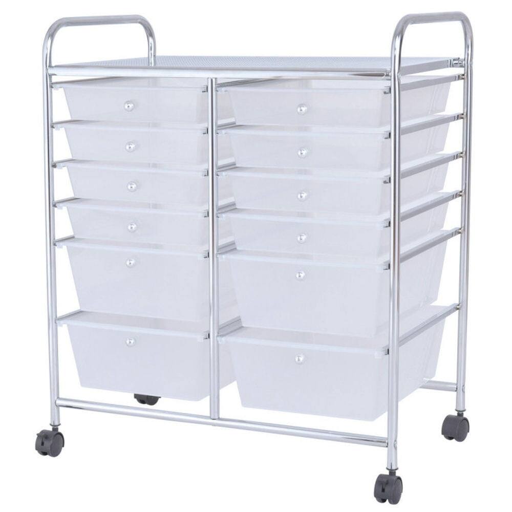 Alt View 4. Pefilos - 12 Storage Drawer Organizer Bins Rolling Cart, Craft Organizers and Storage, Multipurpose Organizer Cart for Home, Offic - White.