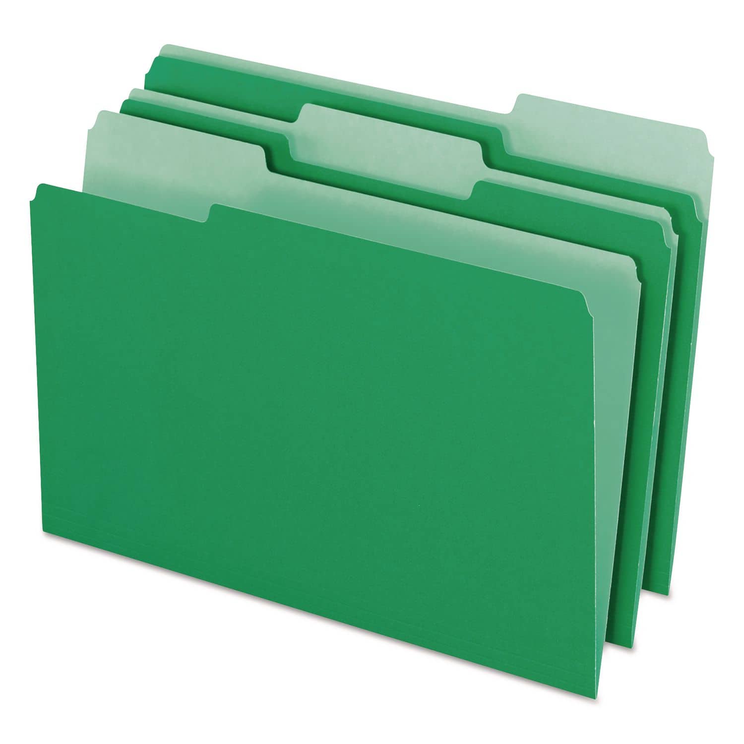 Tops Business Forms - Colored File Folders, 1/3-Cut Tabs: Assorted, Legal Size, Green/Light Green, 100/Box