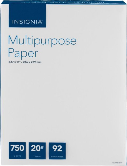 Front Zoom. Insignia™ - Multipurpose 8.5" x 11" 750-Count Paper.