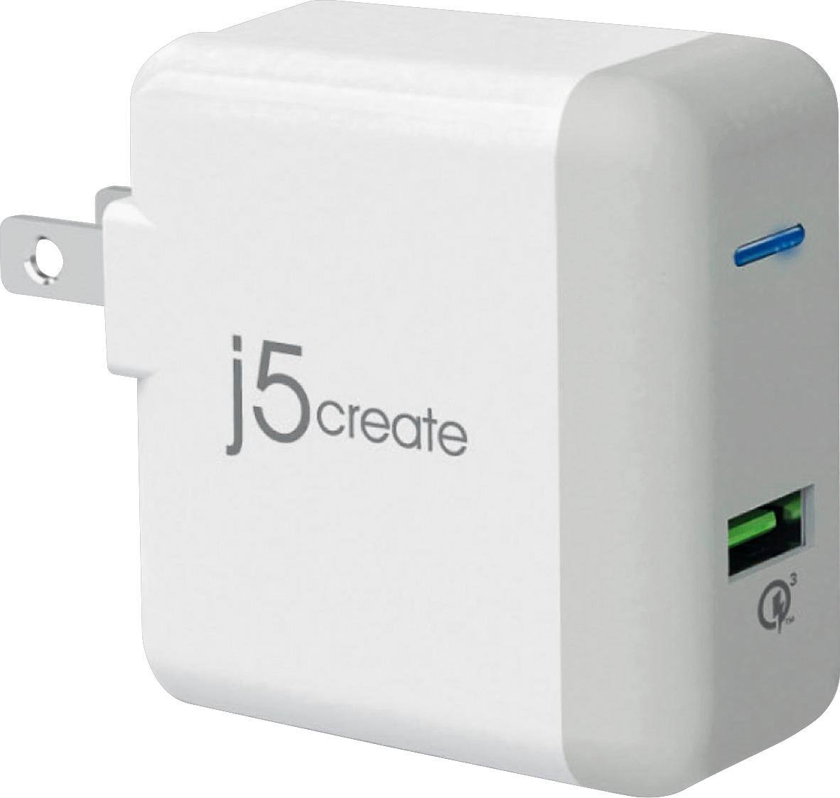 Front. j5create - Quick Charge AC Power Adapter - Gray/white.