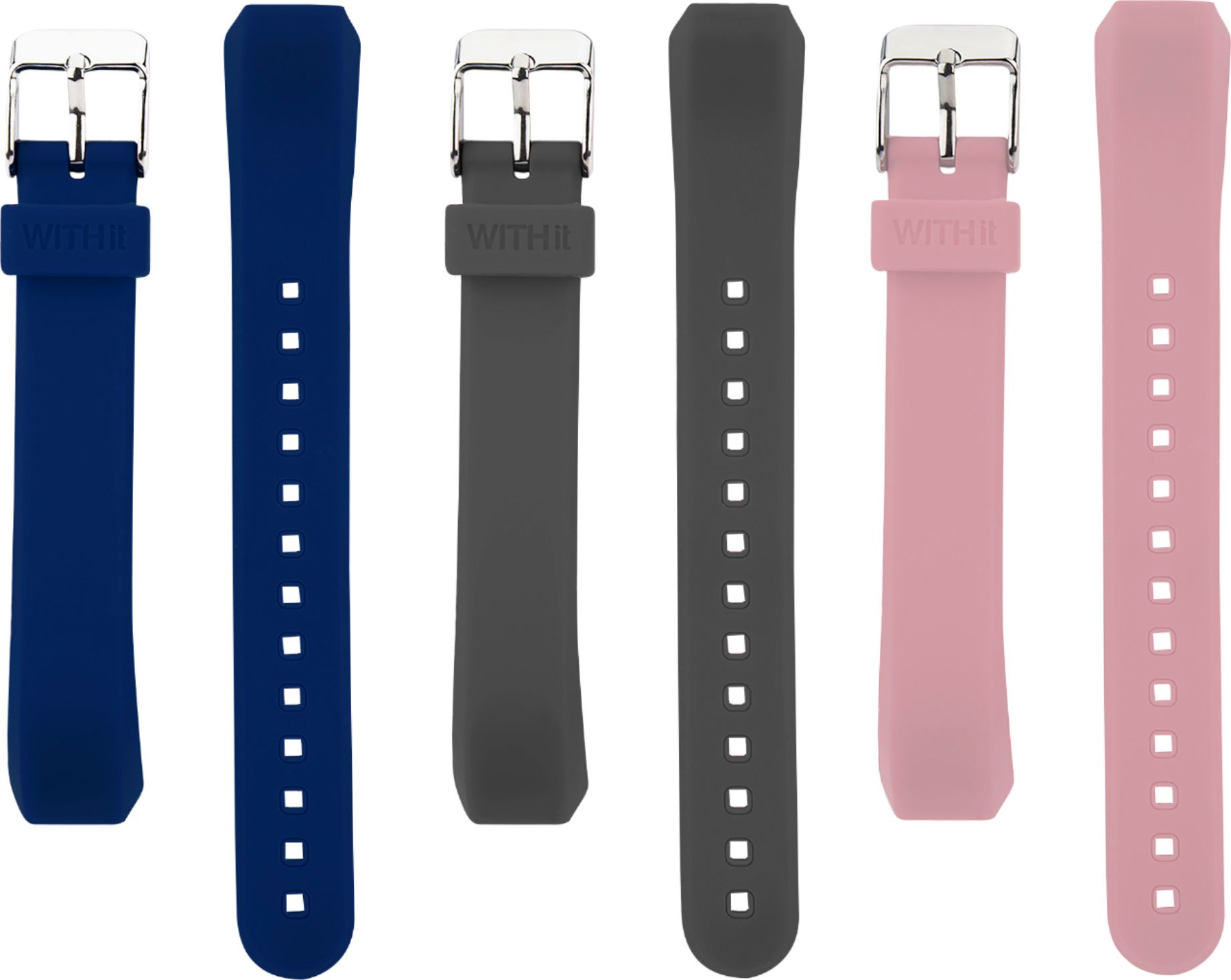 WITHit - Band Kit for Fitbit™ Alta and Alta HR (3-Pack) - Gray/Navy/Pink