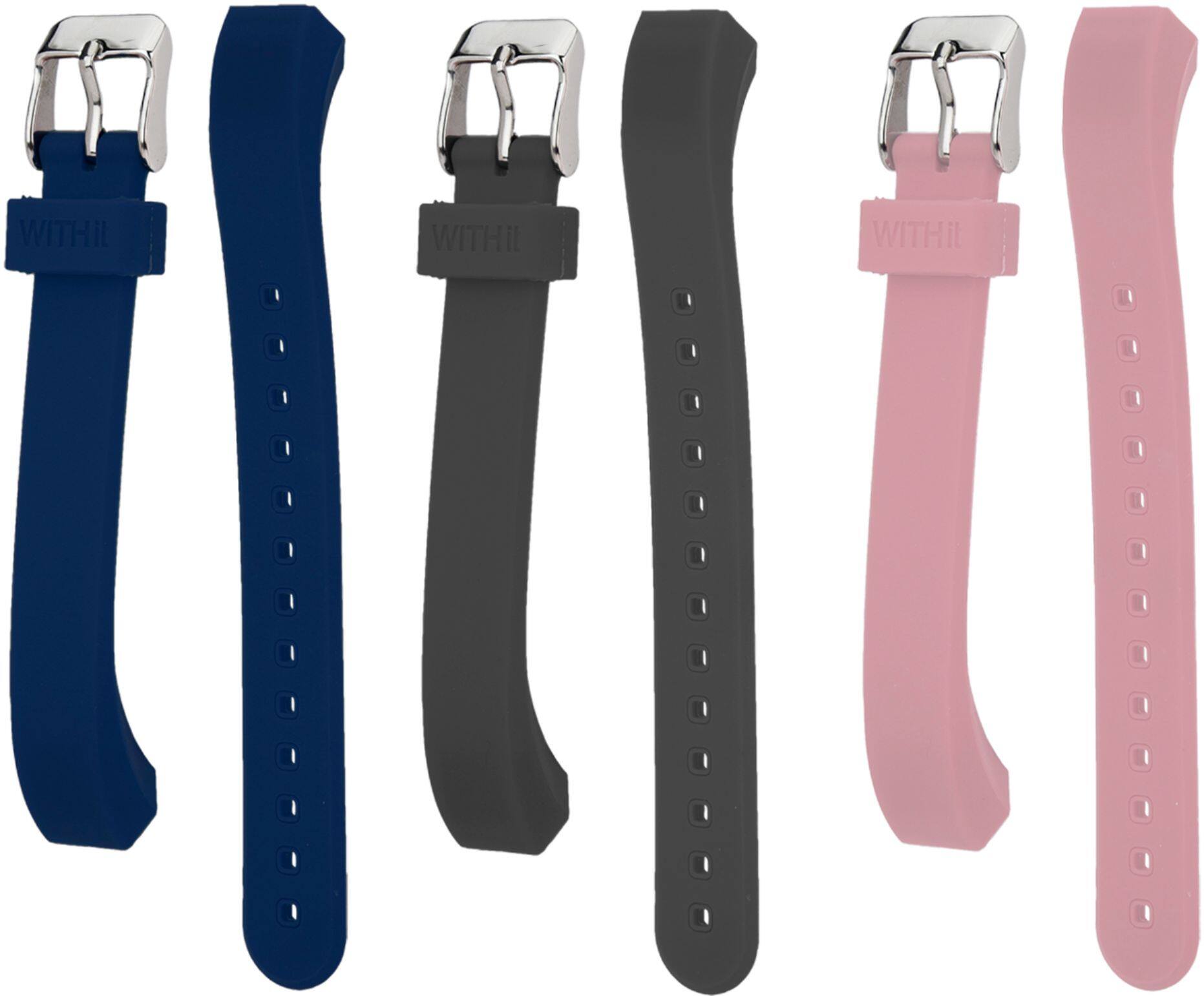 Alt View 11. WITHit - Band Kit for Fitbit™ Alta and Alta HR (3-Pack) - Gray/Navy/Pink.