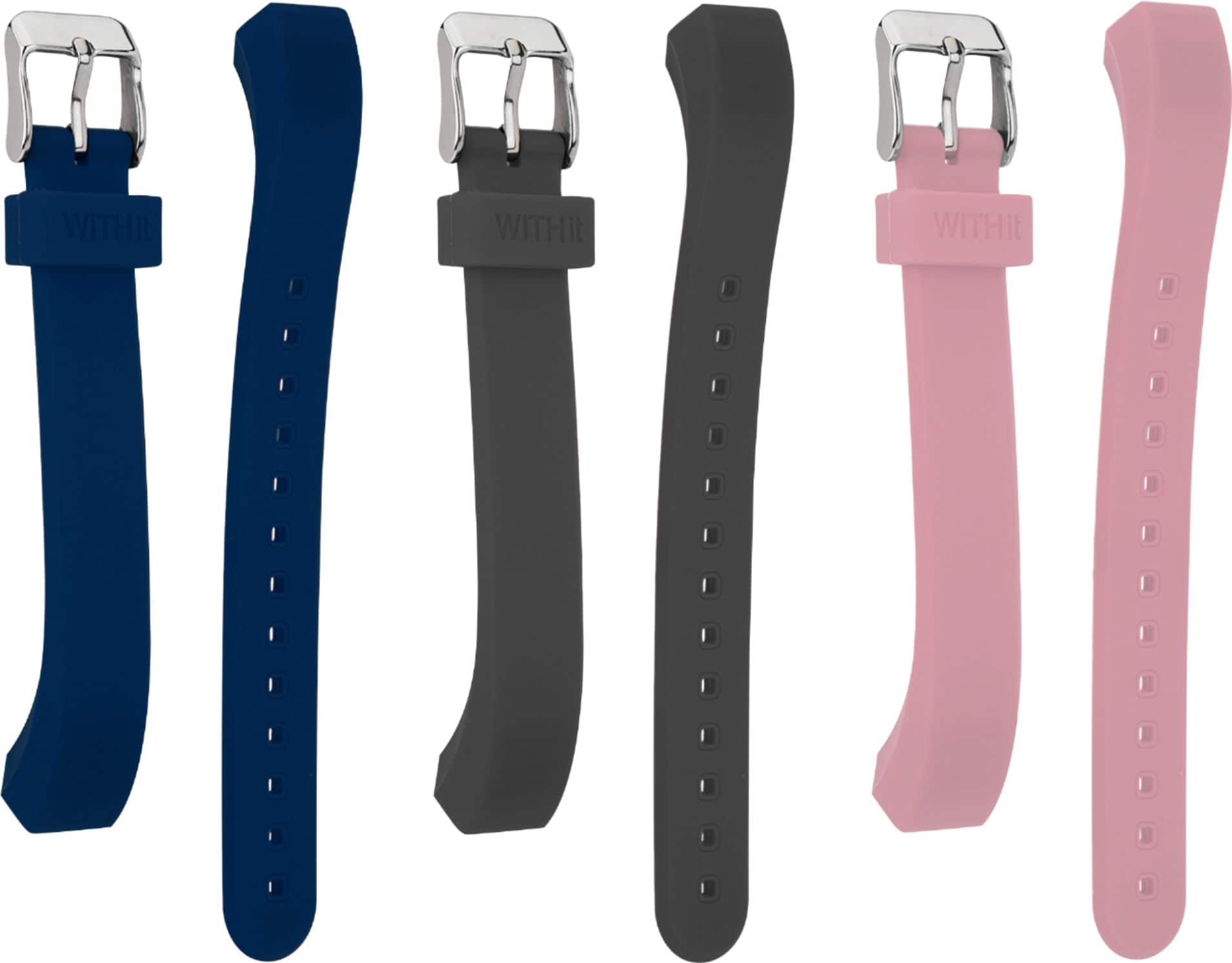 Alt View 12. WITHit - Band Kit for Fitbit™ Alta and Alta HR (3-Pack) - Gray/Navy/Pink.