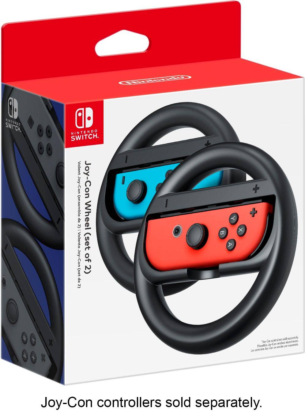 Nintendo - Joy-Con Wireless Wheel (set of 2) for Nintendo Switch - Black - Larger Front