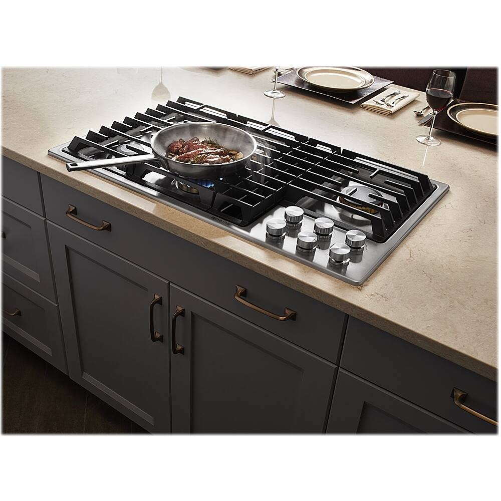 Alt View 14. JennAir - 36" Gas Cooktop - Stainless Steel.