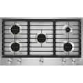 JennAir - 36 in. Wide 5 Burner Built-In Gas Cooktop - Stainless Steel