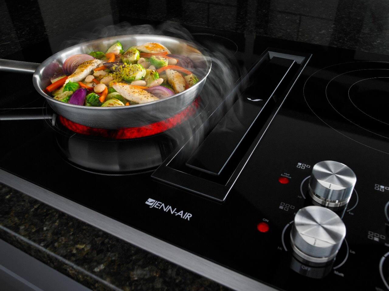 Alt View 14. JennAir - JX3 Euro-Style 36" Built-In Electric Cooktop - Black stainless steel.
