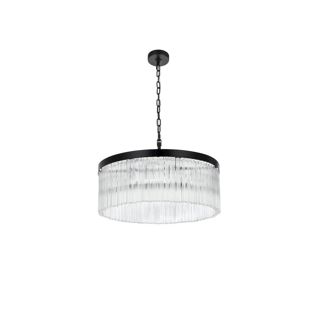 Angle. Elegant Lighting - Harlow 24 Inch Chandelier In Black - Black And Clear.