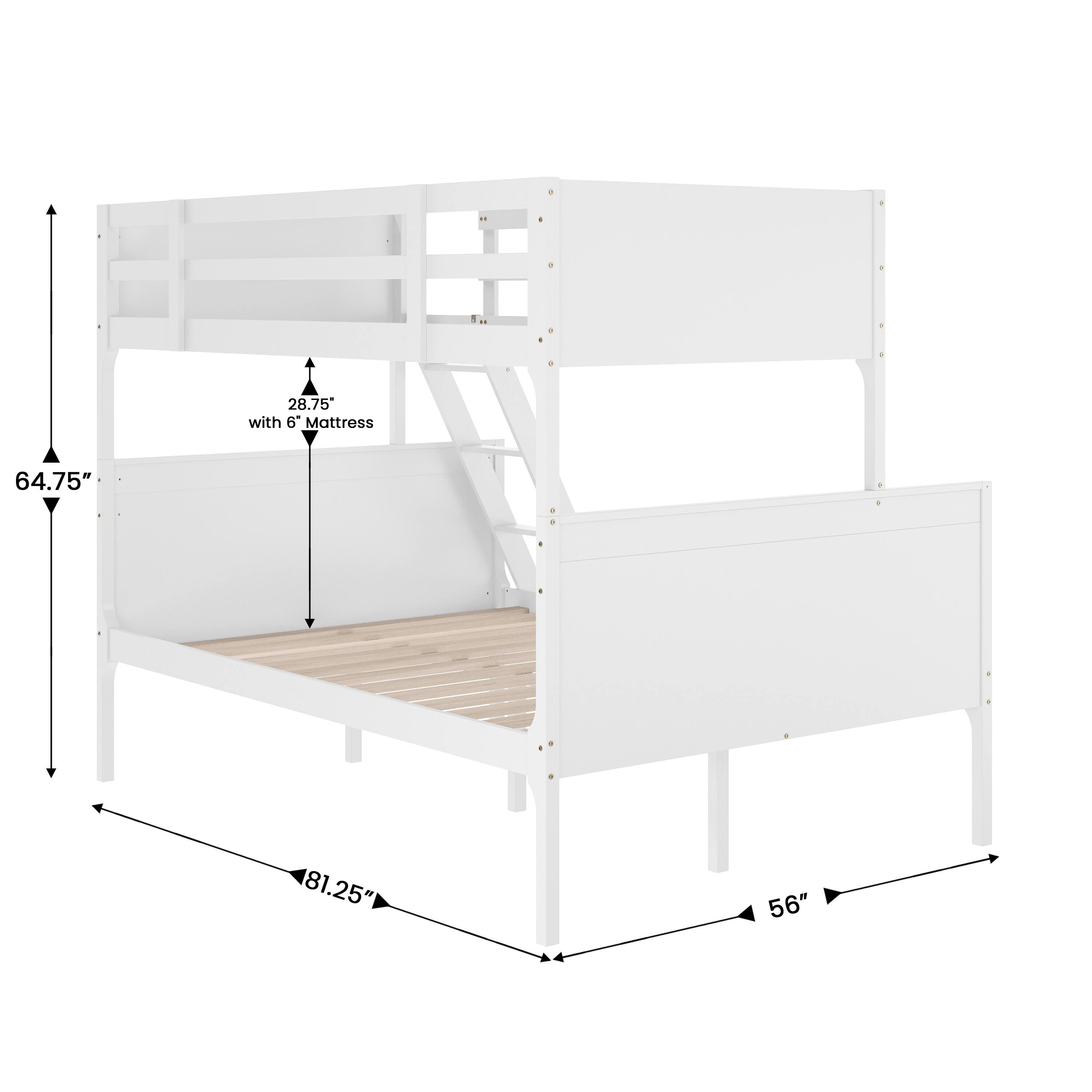 28.75" with 6' Mattress  
64.75"  
81.25"  
56"