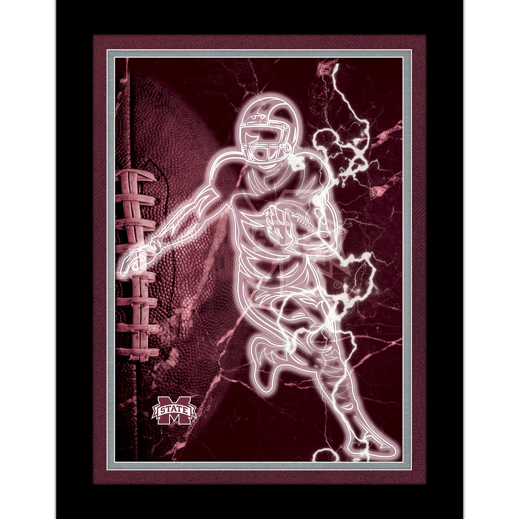 Black Mississippi State Bulldogs 12'' x 16'' Framed Neon Player Print