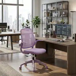 Forest'nSky - Modern Ergonomic Office Chair – BIFMA Certified, 3D Flipping Arms, Fabric High-Back Executive Desk Chair - Purple