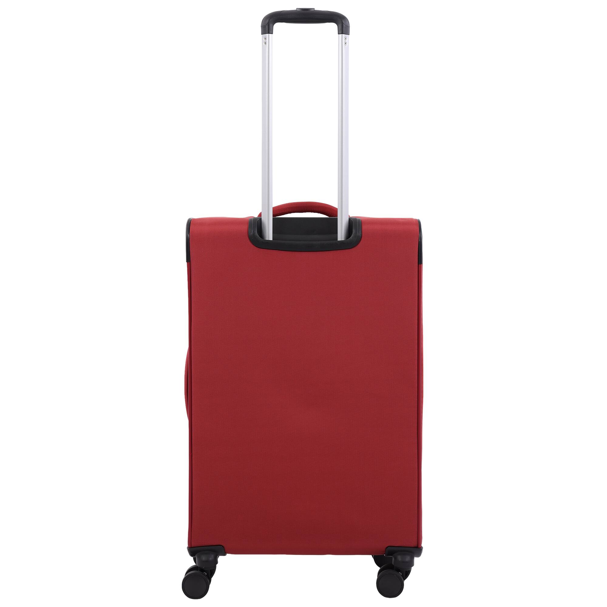 Back. Martha Stewart - 27" Softside Luggage – Expandable Spinner Suitcase with 8 Wheels & Front Zip Pockets - TERRA COTTA.