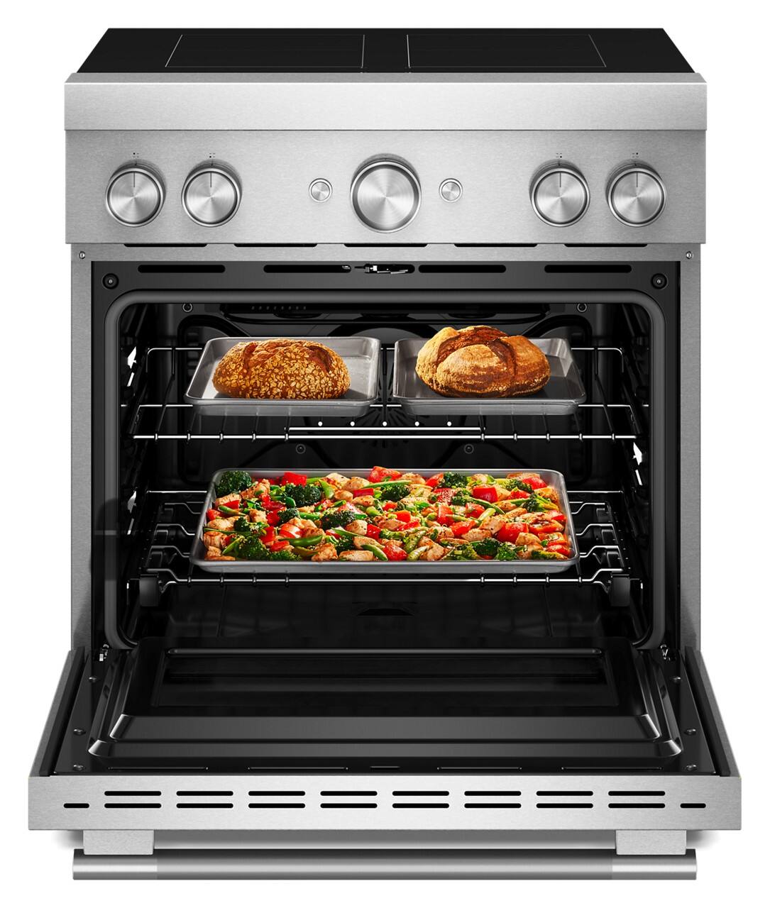 Alt View 2. KitchenAid - 4.1 Cu. Ft. Freestanding Electric Induction Commercial-Style Range with Air Fry and 4-Element - Stainless Steel.