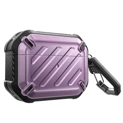 Front. SUPCASE - Apple AirPods Pro 1 & 2 Unicorn Beetle PRO Rugged Case Waterproof Case - Metallic Purple.