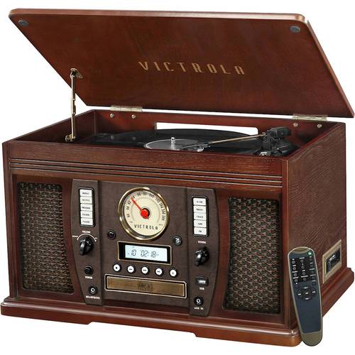Victrola - Aviator 8-in-1 Bluetooth Stereo Audio System - Espesso was $199.99 now $159.99 (20.0% off)