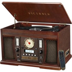 Victrola - Aviator 8-in-1 Bluetooth Stereo Audio System - Espesso - Front_Zoom