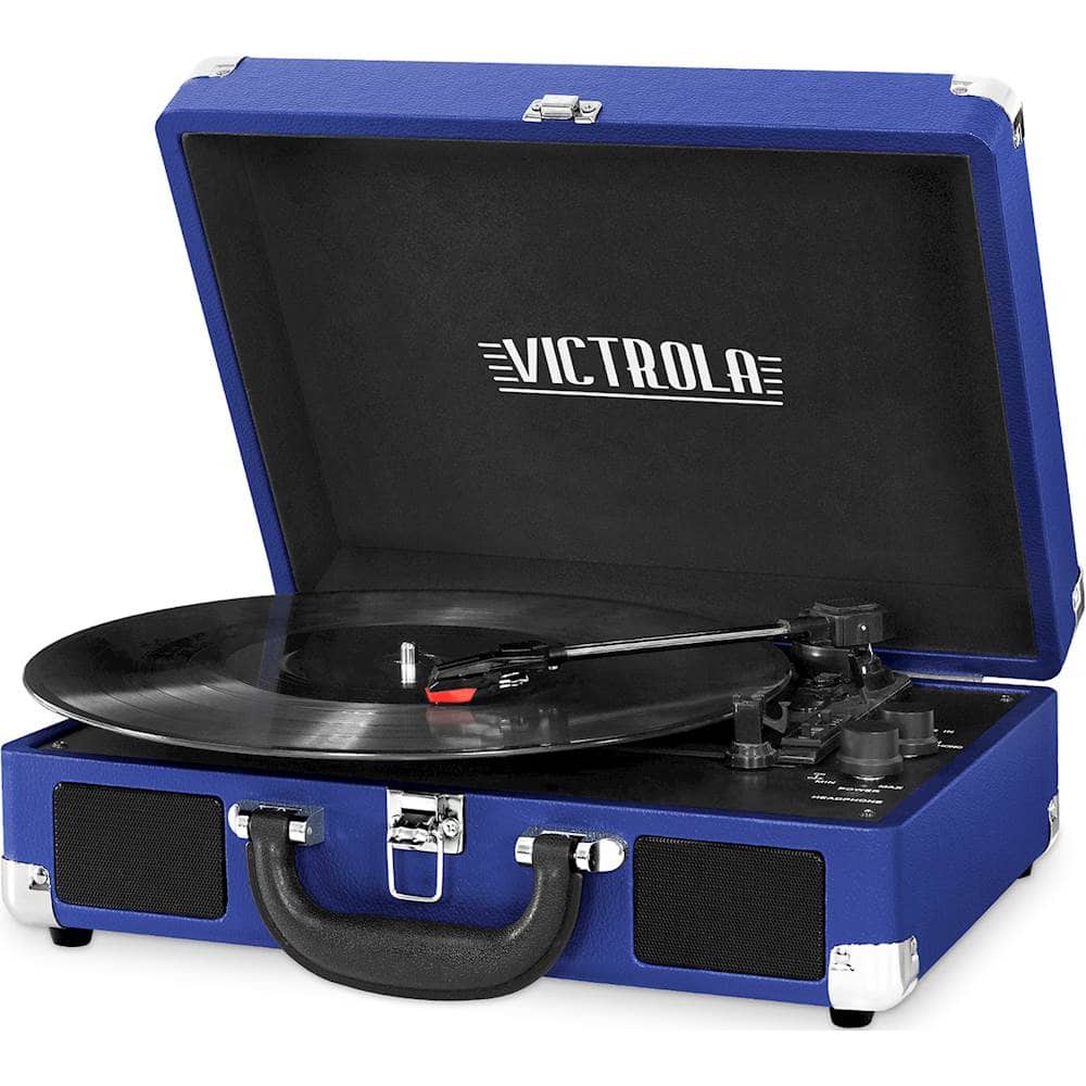 Front. Victrola - Bluetooth Stereo Turntable - Cobalt blue.