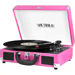 Victrola - Journey Bluetooth Suitcase Record Player with 3-speed Turntable - Pink
