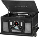 Front. Victrola - Navigator 8-in-1 Classic Bluetooth Record Player with Turntable - Black.