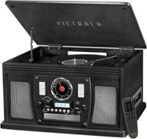Victrola - Navigator 8-in-1 Classic Bluetooth Record Player with Turntable - Black - Front_Zoom