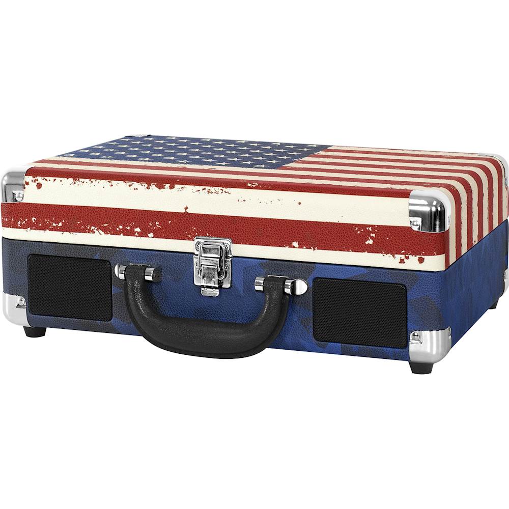 Victrola Vintage 3-Speed Bluetooth Suitcase Turntable with Speakers American Flag