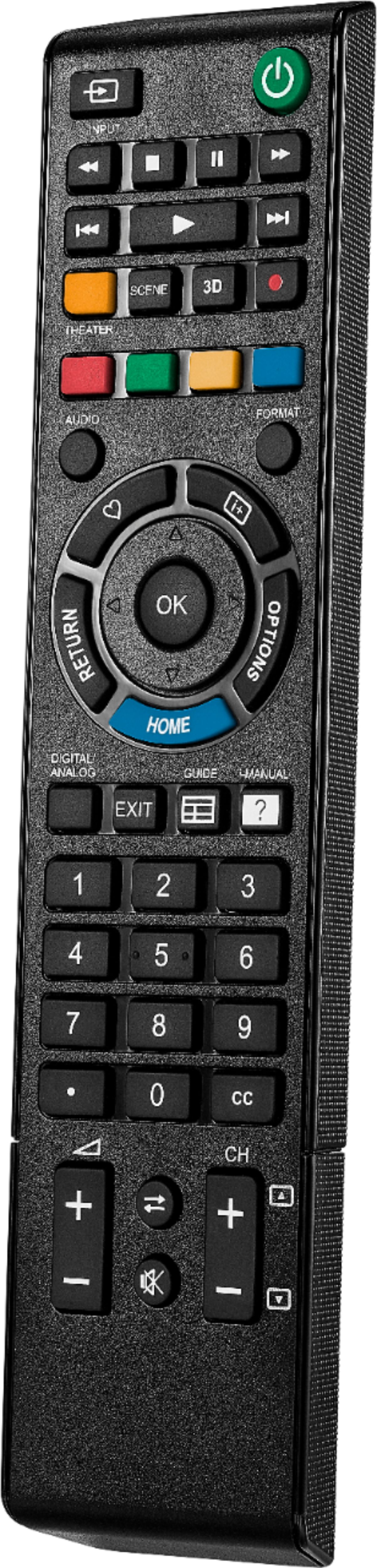 Left View: TERK - 8-Device Remote - Brushed Black