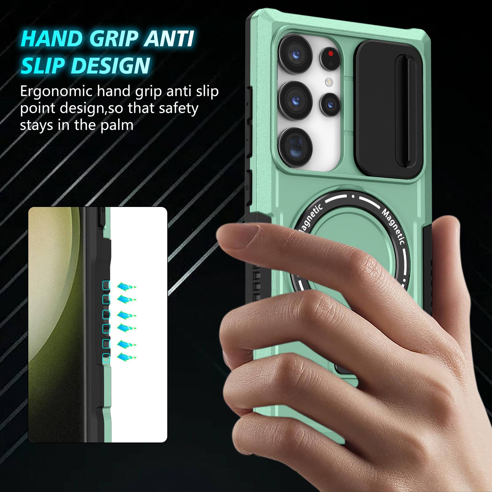 HAND GRIP ANTI SLIP DESIGN

Ergonomic hand grip anti slip point design, so that safety stays in the palm

Magnetic