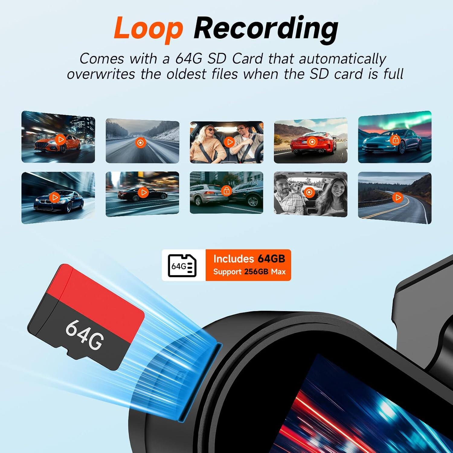 E YEEGER 4K 3 Channel Dash Cam Front Rear for Car, 170° Wide Angle, 3. ...