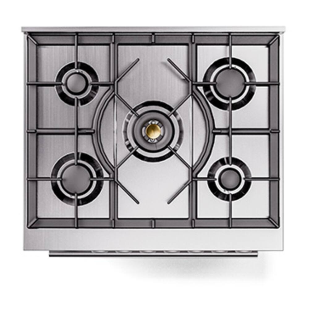 Alt View 2. ILVE - ILVE Professional Plus II Series 30 in. Dual Fuel Range with 5 Sealed Burners (Natural Gas, Satin Trim) - White.