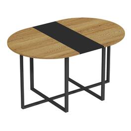 Loheer - Loheer- 4.92 ft Modern Wooden Dining Table for 6 Heavy Duty Kitchen Table with Black Legs for Family Dining Room - Black,Wood