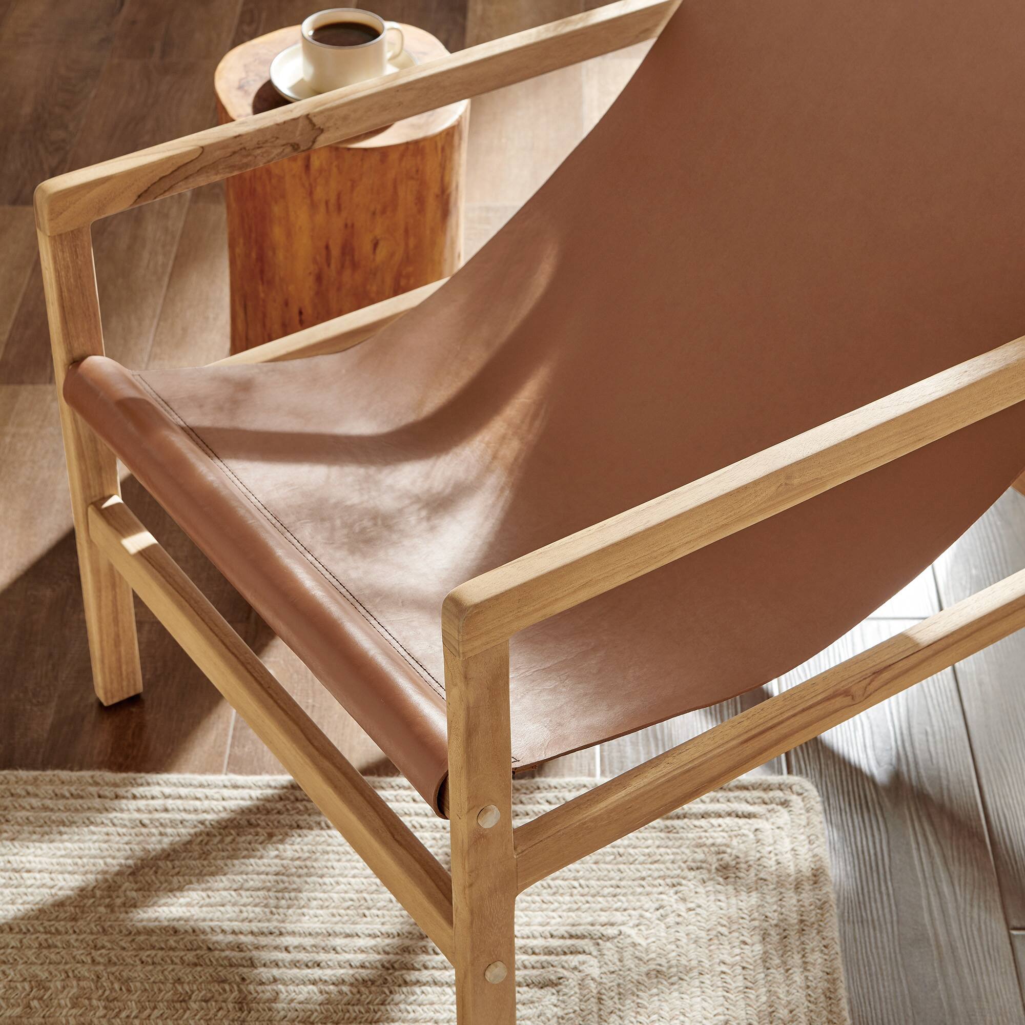 Alt View 1. Modway - Sonora Leather Sling Chair by Modway - Chestnut Tan.