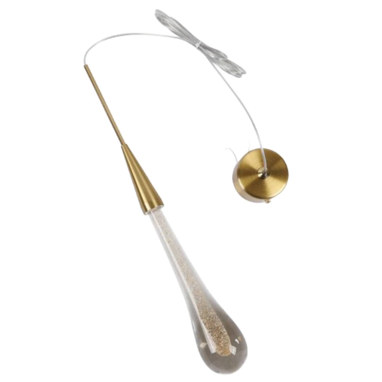 Front. Home Collection - Crystal Glass LED Chandelier Pendant Light Gold Rain Drop Hanging Fixture.