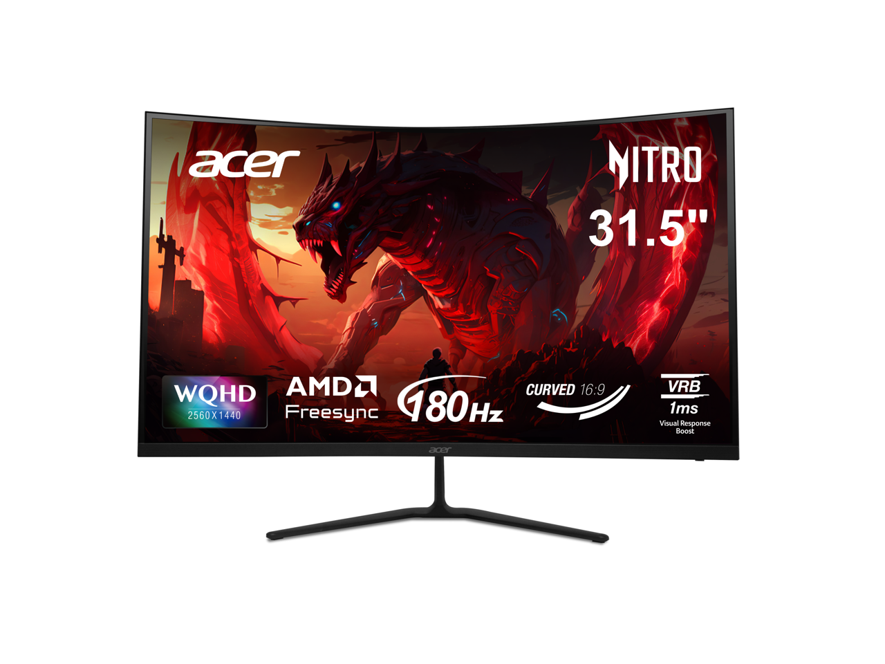 Acer - Nitro 32" WQHD 1440p 180Hz 1ms 1000R Curved Gaming Monitor with AMD FreeSync ED323QU