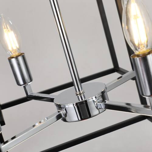 Alt View 3. LUCKY ONE - 18in Hanging Geometric Chandelier, 8-Light Black Chrome Pendant Light for Dining Room Kitchen Island - Chrome.