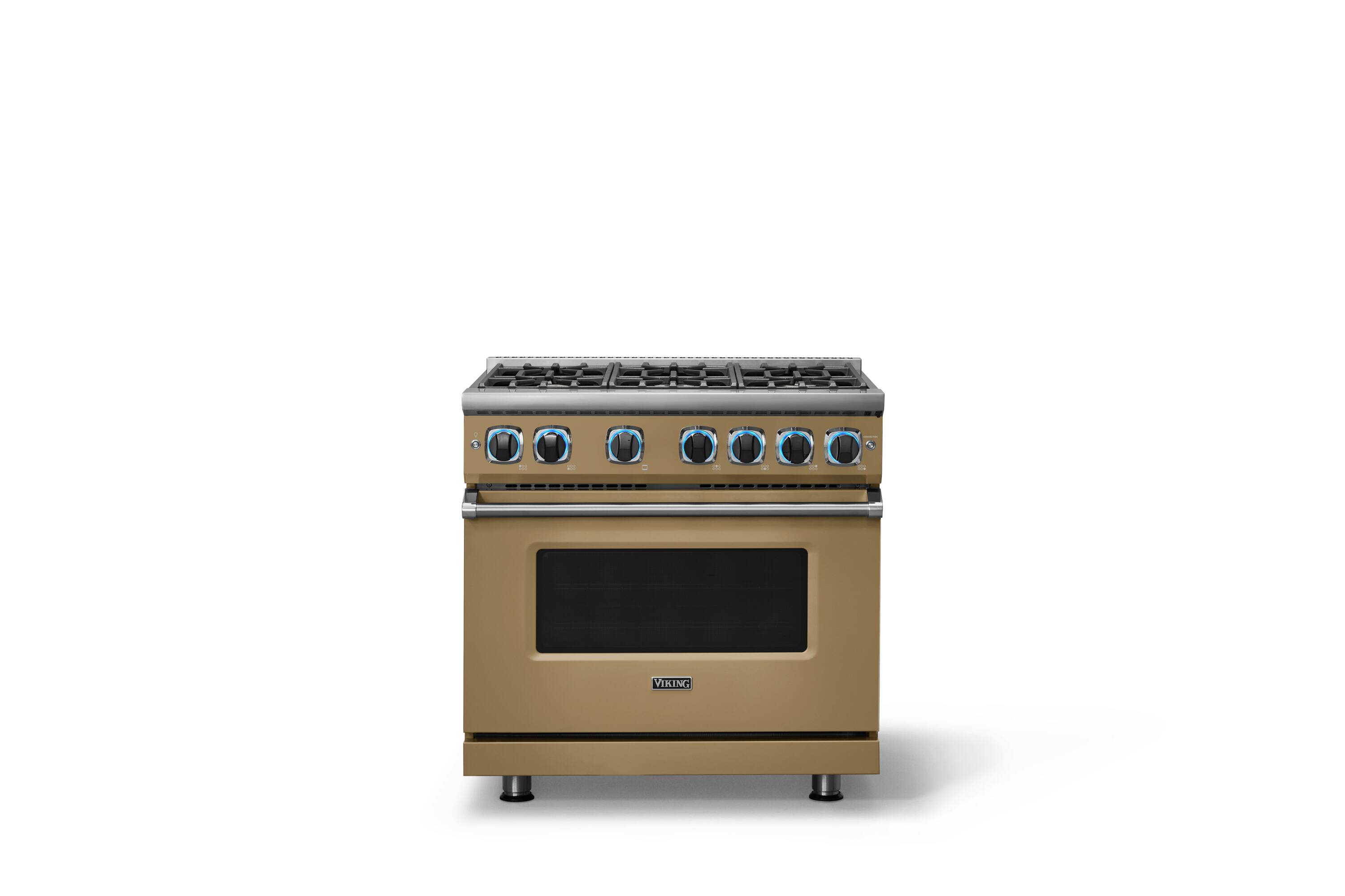 Alt View 2. Viking - Pro 7 Series 5.6 Cu. Ft. Freestanding Sealed 4 Burner Gas Convection Range - Golden Hour - Golden Hour.