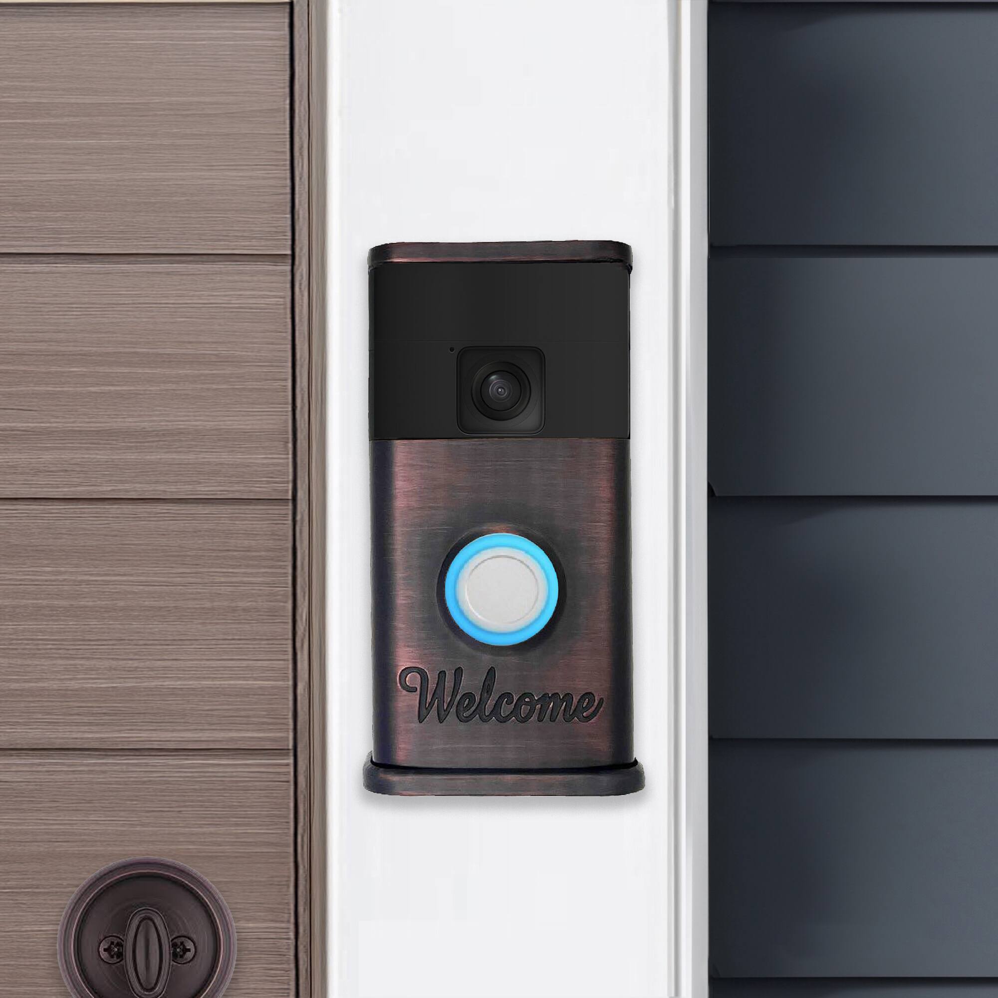 Alt View 3. Michael Healy - Welcome Video Doorbell Cover (Ring Battery Doorbell 2024 Release) - Oiled Bronze.