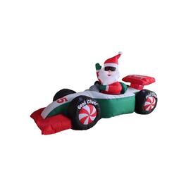 A Holiday Company - LED Clear Santa with Race Car 4 ft. Inflatable - Multicolored