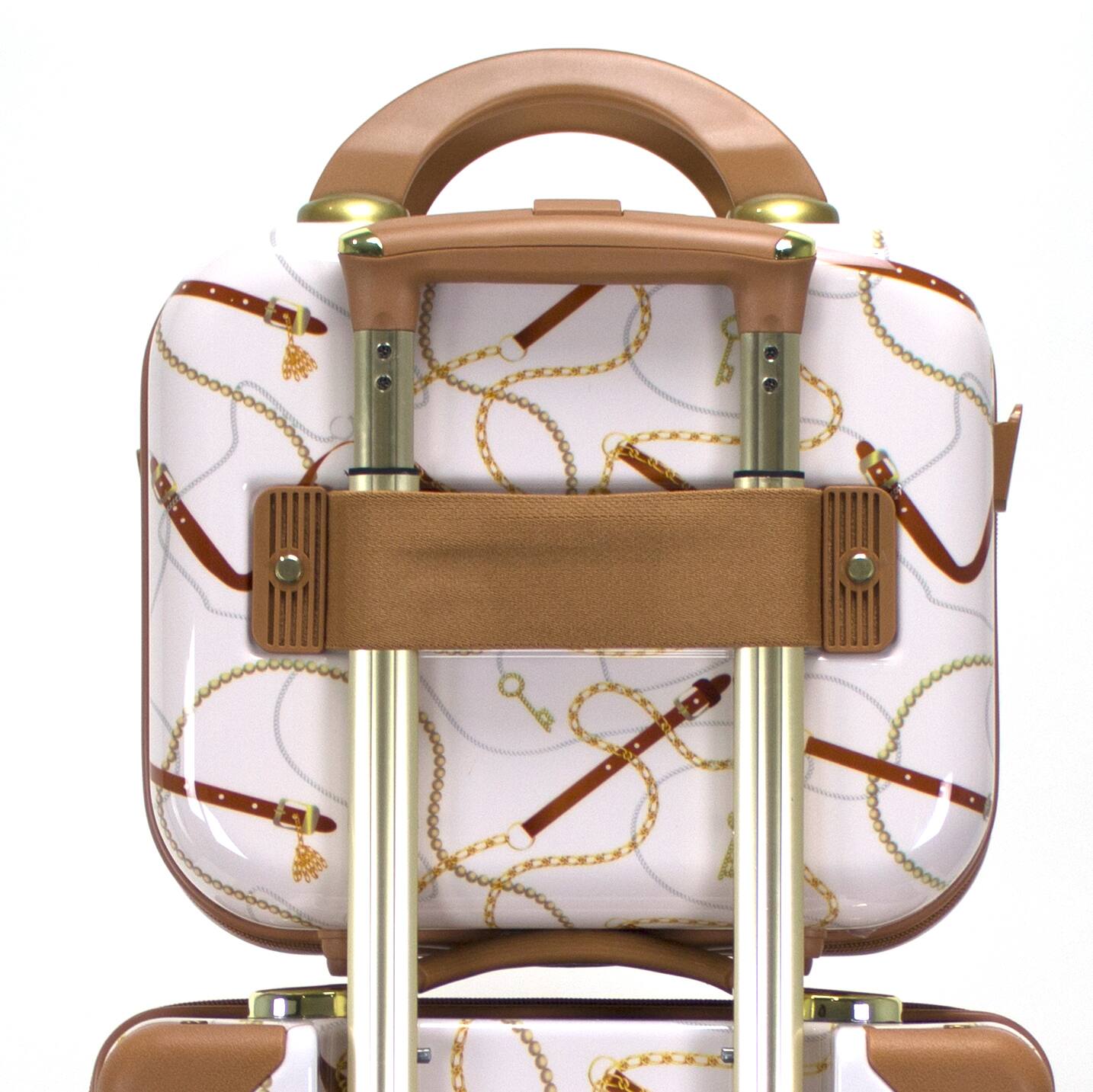 Back. World Traveler - Vintage Style 2-Piece Hardside Carry-On Spinner Luggage Set - Ivory - Ivory.