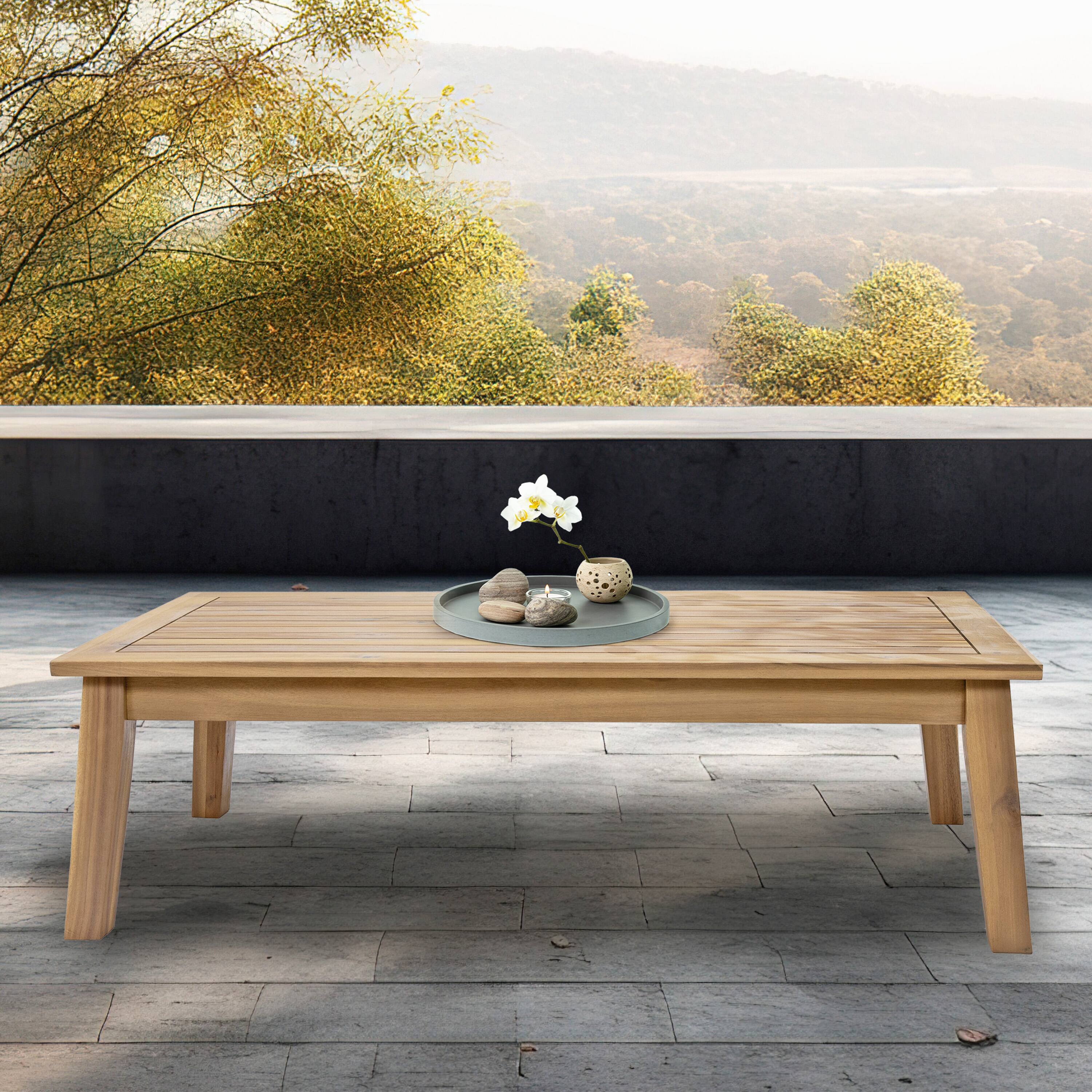Alt View 5. Sunnydaze - Bodie Acacia Wood Outdoor Patio Coffee Table - Brown.