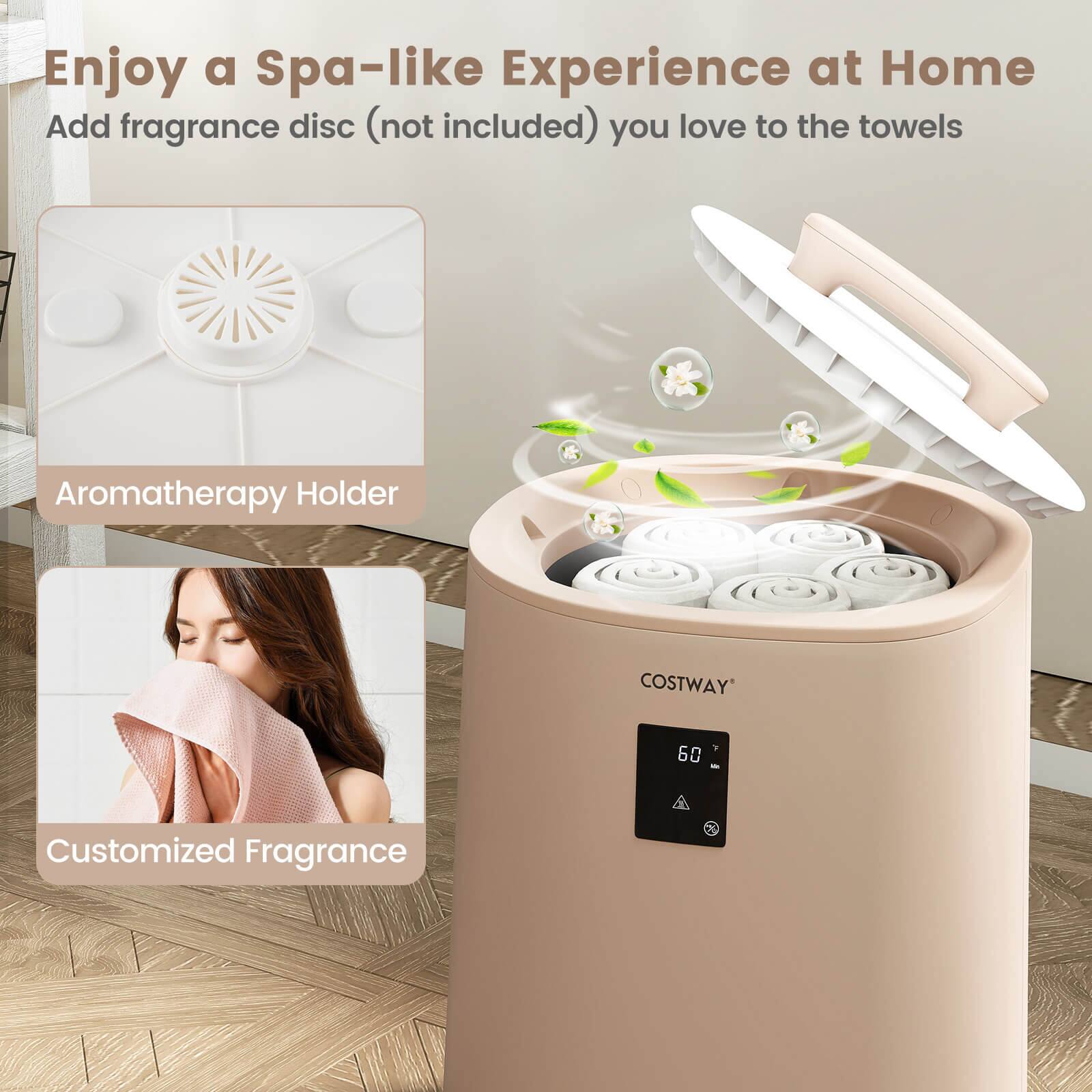 Enjoy a Spa-like Experience at Home

Add fragrance disc (not included) you love to the towels

Aromatherapy Holder

Customized Fragrance

COSTWAY

60°