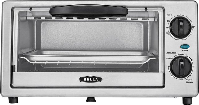 Bella - 4-Slice Toaster Oven - Black/silver - Front Zoom