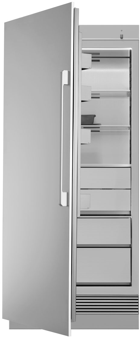 Angle View: Bosch - Benchmark 8.6 Cu. Ft. Frost-Free Smart Upright Freezer with Internal Ice Maker - Custom Panel Ready