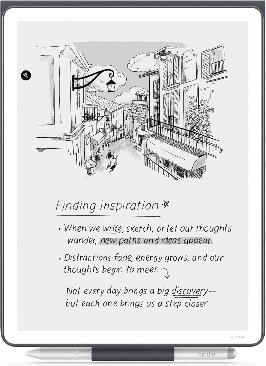 Finding inspiration

- When we write, sketch, or let our thoughts wander, new paths and ideas appear.
- Distractions fade, energy grows, and our thoughts begin to meet.

Not every day brings a big discovery— but each one brings us a step closer.