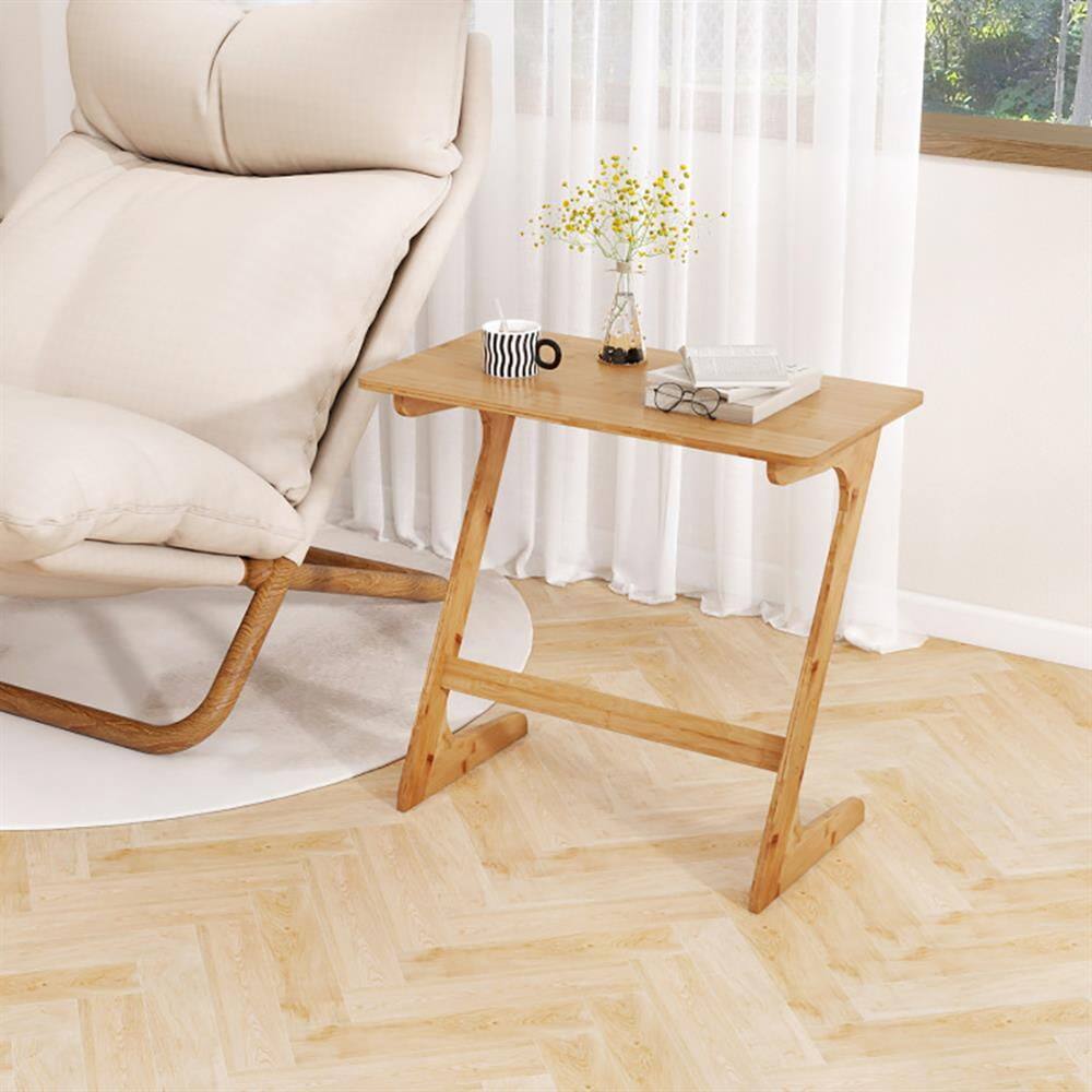 Alt View 5. Kadyn - Sofa Side End Table, End Table, Couch Table,Bamboo Z-Shaped Spacious Sofa Side Table with Space-Saving Tabletop-Natural - Beige.