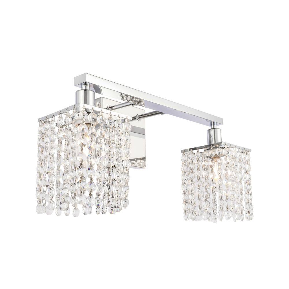 Alt View 2. Living District - Phineas 2 light Chrome and Clear Crystals wall sconce - Chrome And Clear Crystals.