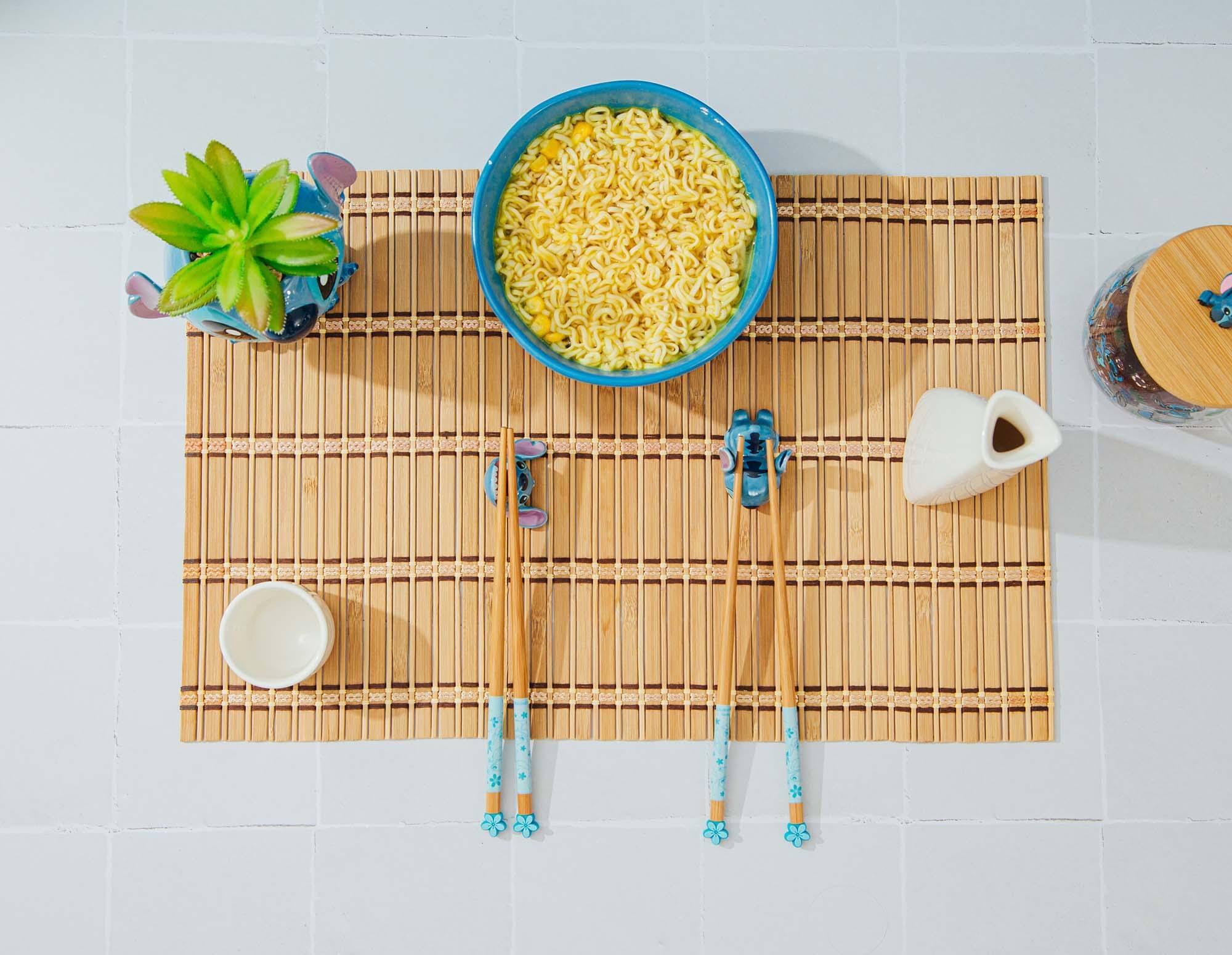 Alt View 2. Disney - Disney Lilo & Stitch 2-Pair Wooden Chopstick Set With Ceramic Rests - Blue.