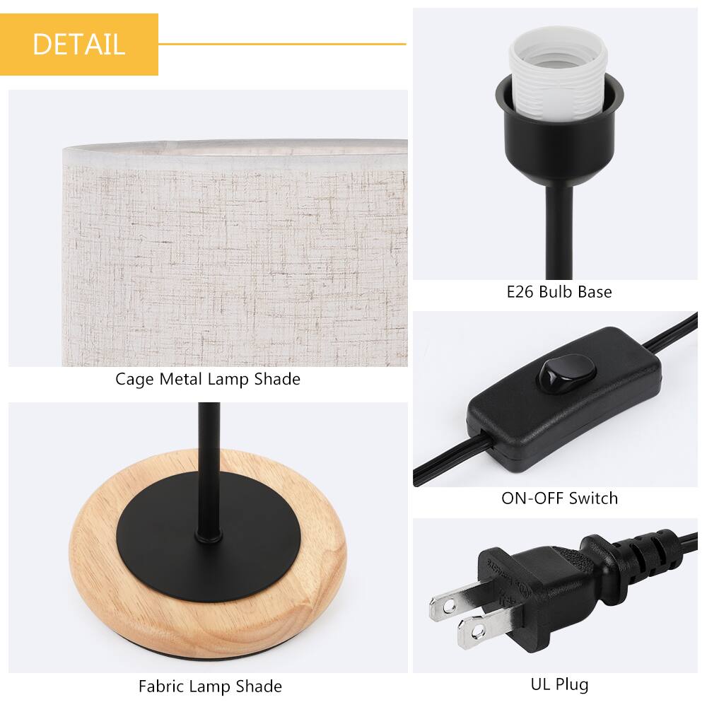 DETAIL

E26 Bulb Base

Cage Metal Lamp Shade

ON-OFF Switch

Fabric Lamp Shade

UL Plug