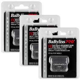3x BaByliss PRO Deep Tooth Graphite Replacement Blade BB-FX707B2 - Black