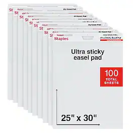 Staples - Ultra Sticky Easel Pad, 25" x 30", 10 Sheets/Pad, 10 Pads/Carton (ST62839) - White